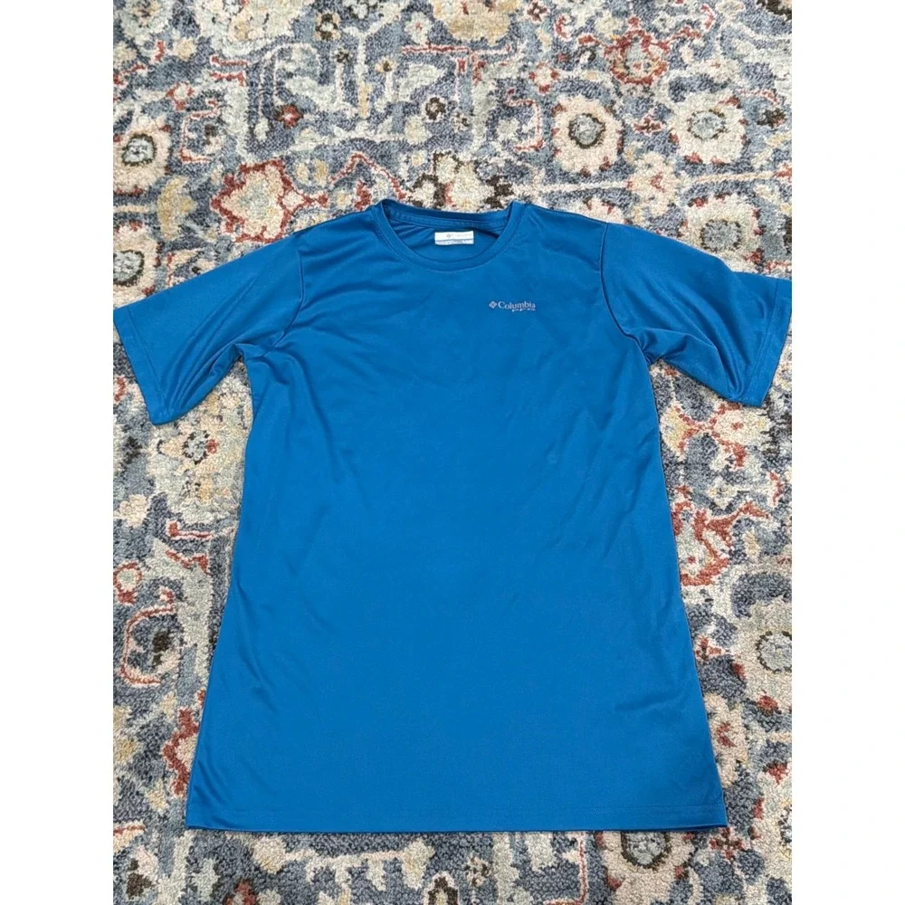 Columbia T-Shirt Boys XL 18/20 Blue PFG Performance Short Sleeve EUC